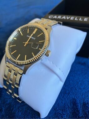 Caravelle by Bulova 45B162 Green Dial Two-Tone Watch